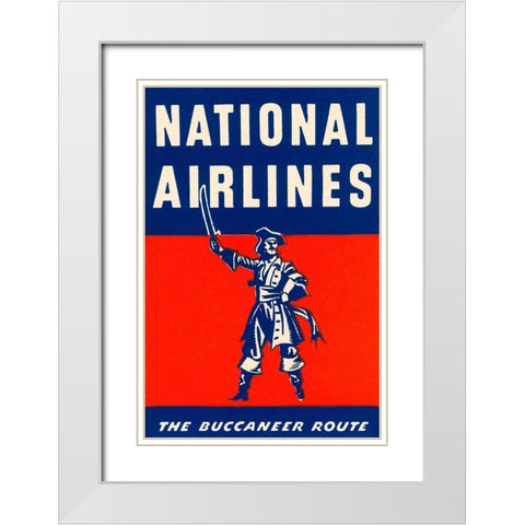 Nation Airlines - The Buccaneer Route White Modern Wood Framed Art Print with Double Matting by Retrotravel
