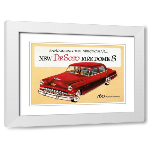 New DeSoto Firedome 8 White Modern Wood Framed Art Print with Double Matting by Retrotravel