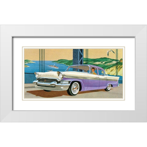 Packard Clipper - Four Door Sedan White Modern Wood Framed Art Print with Double Matting by Retrotravel