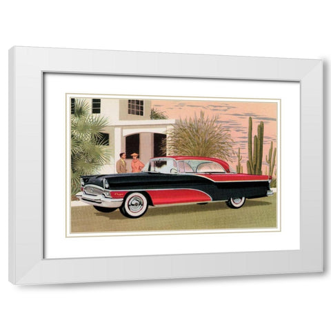 Packard Clipper at the Camelback Inn White Modern Wood Framed Art Print with Double Matting by Retrotravel