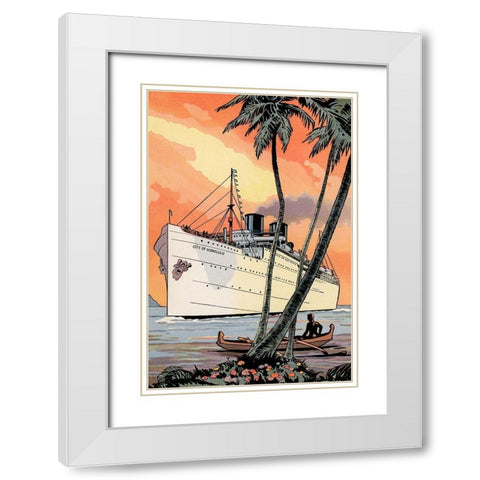 City of Honolulu White Modern Wood Framed Art Print with Double Matting by Retrotravel