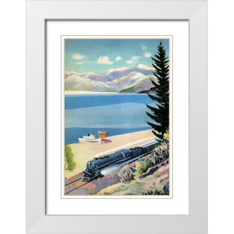 Steaming Along the Coast White Modern Wood Framed Art Print with Double Matting by Retrotravel