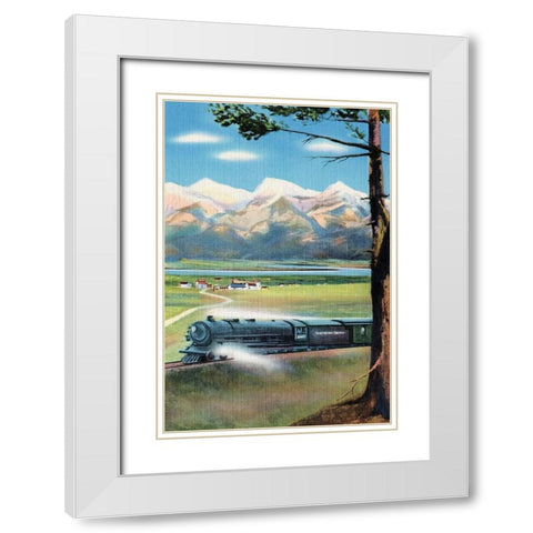 Northern Pacific Scenic Route White Modern Wood Framed Art Print with Double Matting by Retrotravel