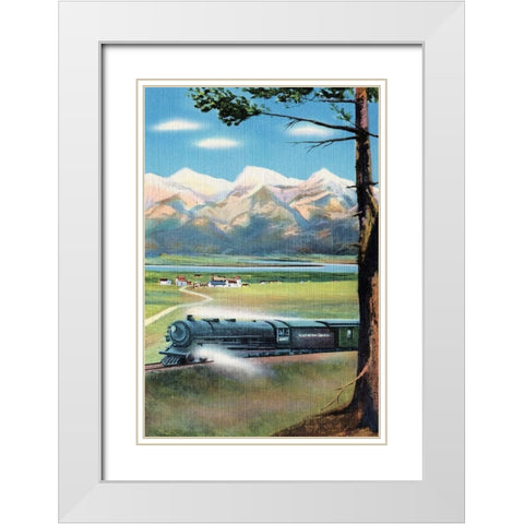 Northern Pacific Scenic Route White Modern Wood Framed Art Print with Double Matting by Retrotravel
