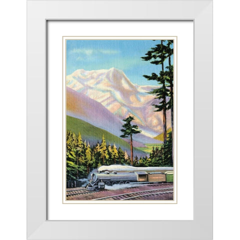 Steaming Through the Valley White Modern Wood Framed Art Print with Double Matting by Retrotravel