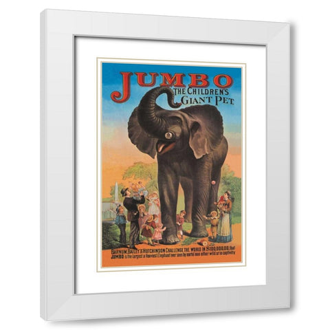 Jumbo - The Childrens Giant Pet White Modern Wood Framed Art Print with Double Matting by Vintage Elephant