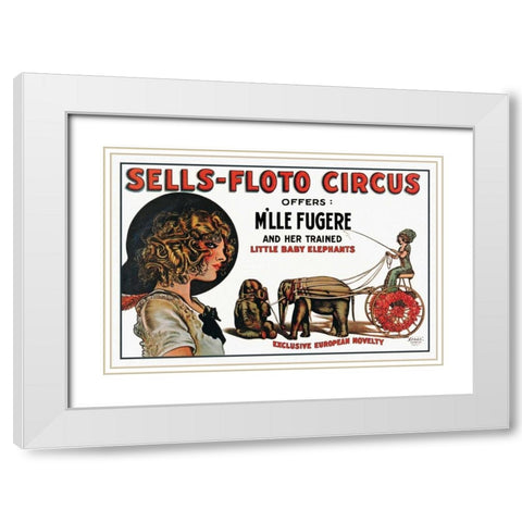 Sells-Floto Circus White Modern Wood Framed Art Print with Double Matting by Vintage Elephant