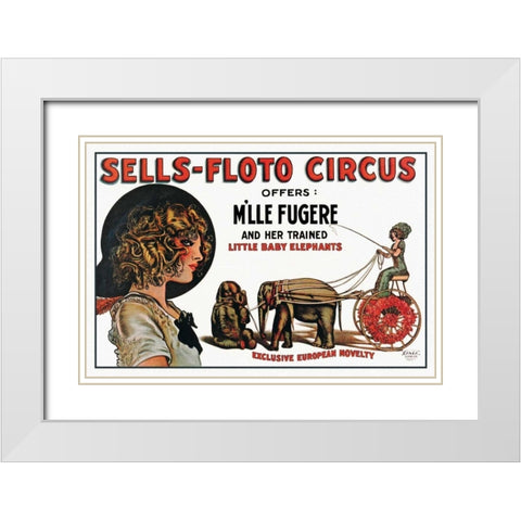 Sells-Floto Circus White Modern Wood Framed Art Print with Double Matting by Vintage Elephant