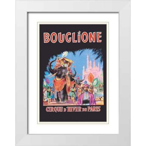 Bouglione - Cirque d Hiver de Paris White Modern Wood Framed Art Print with Double Matting by Vintage Elephant