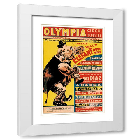 Olympia Circo Ecuestre - Olympia Circus White Modern Wood Framed Art Print with Double Matting by Vintage Elephant