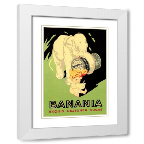 Banania Exquis Dejeuner Sucre White Modern Wood Framed Art Print with Double Matting by Vintage Elephant