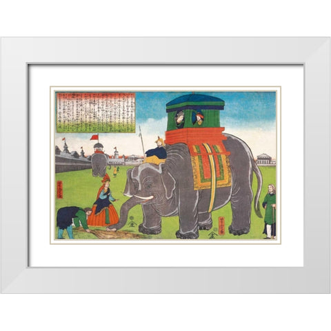 Elephant Taking a Lunch Break White Modern Wood Framed Art Print with Double Matting by Vintage Elephant