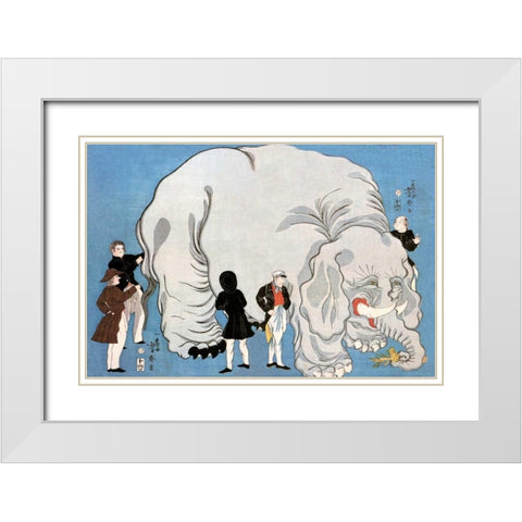 The Magnificent Exotic Beast White Modern Wood Framed Art Print with Double Matting by Vintage Elephant
