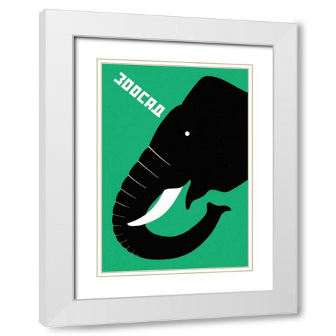 The Zoo - Elephant White Modern Wood Framed Art Print with Double Matting by Bulanov, Dmitrii
