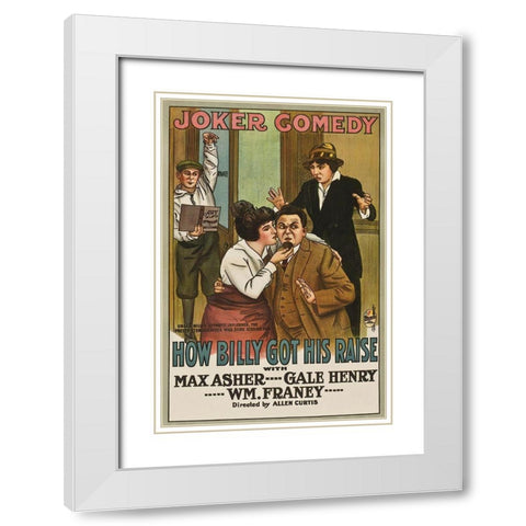 Movie Poster: How Billy Got His Raise White Modern Wood Framed Art Print with Double Matting by Illustrator, Unknown 20th Century American