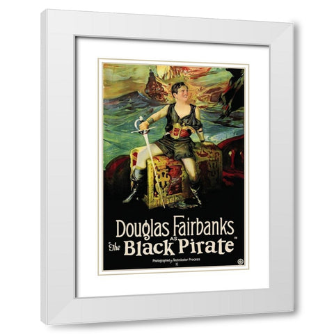 Movie Poster: Douglas Fairbanks - The Black Pirate White Modern Wood Framed Art Print with Double Matting by Illustrator, Unknown 20th Century American