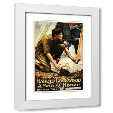 Movie Poster: Harold Lockwood - A Man of Honor White Modern Wood Framed Art Print with Double Matting by Illustrator, Unknown 20th Century American