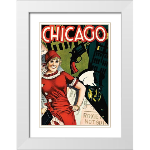 Movie Poster: Chicago White Modern Wood Framed Art Print with Double Matting by Illustrator, Unknown 20th Century American