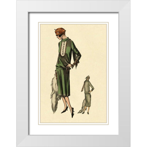 With Stole White Modern Wood Framed Art Print with Double Matting by Vintage Fashion