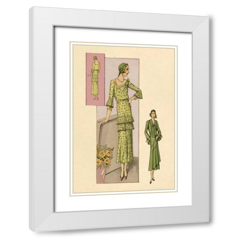 Green Daytime Fashions White Modern Wood Framed Art Print with Double Matting by Vintage Fashion