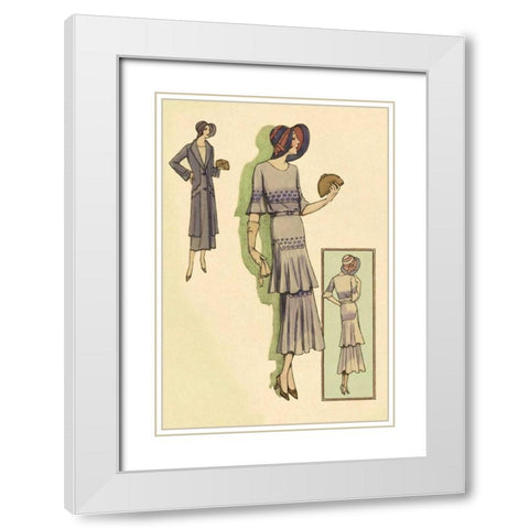 Springtime Dress in Lavender White Modern Wood Framed Art Print with Double Matting by Vintage Fashion