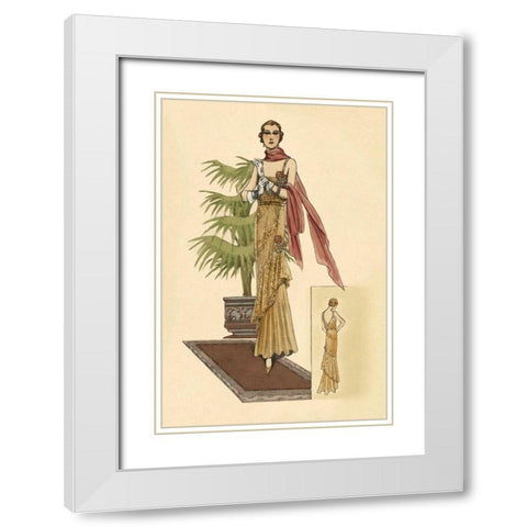 Summer Dress with Pink Wrap White Modern Wood Framed Art Print with Double Matting by Vintage Fashion