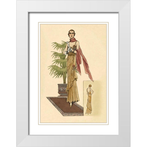 Summer Dress with Pink Wrap White Modern Wood Framed Art Print with Double Matting by Vintage Fashion