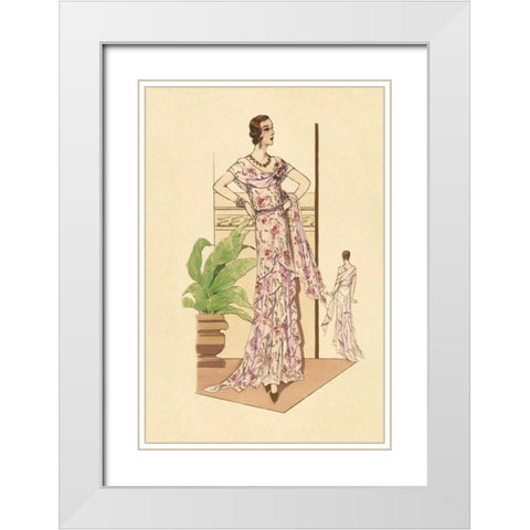 Layered Summer Dress in Flower Print White Modern Wood Framed Art Print with Double Matting by Vintage Fashion