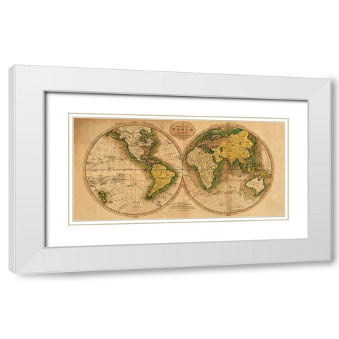 World Map White Modern Wood Framed Art Print with Double Matting by Carey, Matthew