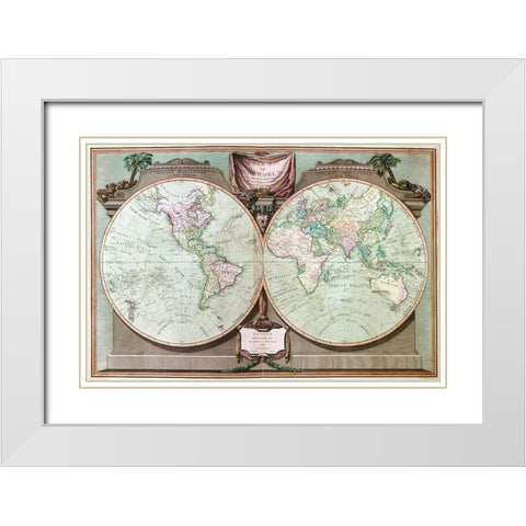 Imperial Sheet Atlas White Modern Wood Framed Art Print with Double Matting by Robert Laurie and James Whittle,