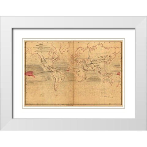 World Winds in Navigation White Modern Wood Framed Art Print with Double Matting by Wilkes, Captain Charles