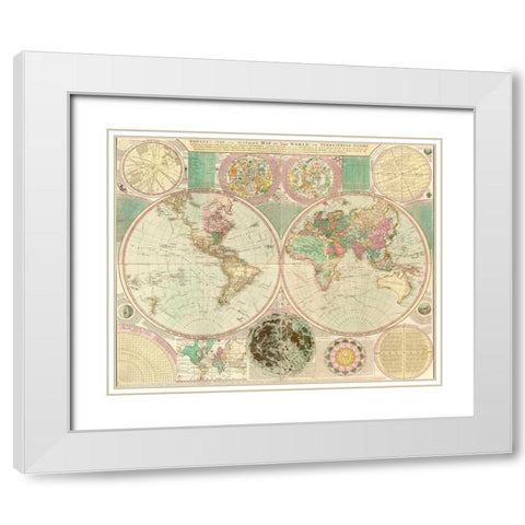 World Map White Modern Wood Framed Art Print with Double Matting by Bowles, Carington