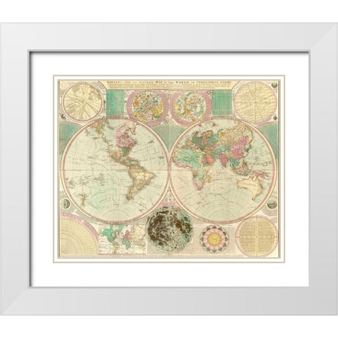 World Map White Modern Wood Framed Art Print with Double Matting by Bowles, Carington