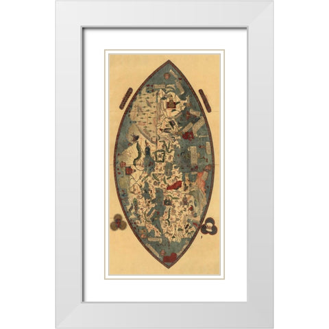 Genoese World Map White Modern Wood Framed Art Print with Double Matting by Toscanelli, Paolo del Pozzo