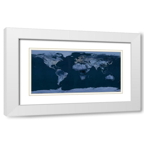 Satellite View of the World Showing Electric Lights and Usage White Modern Wood Framed Art Print with Double Matting by Goddard Space Center