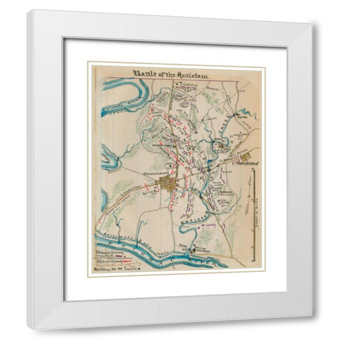 Battle of Antietam or Sharpsburg #1 White Modern Wood Framed Art Print with Double Matting by Unknown