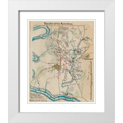 Battle of Antietam or Sharpsburg #1 White Modern Wood Framed Art Print with Double Matting by Unknown