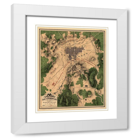 Battle of Gettysburg #2 White Modern Wood Framed Art Print with Double Matting by Unknown