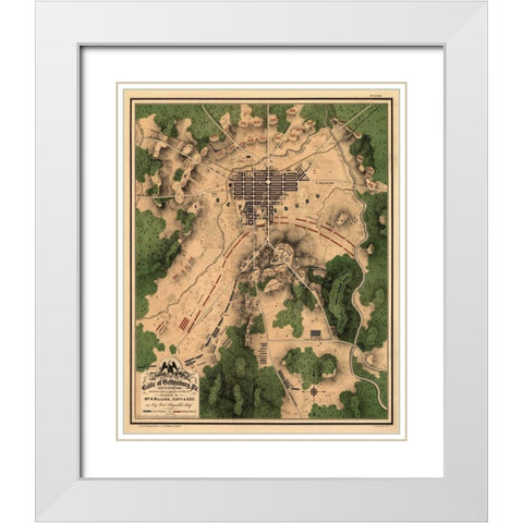 Battle of Gettysburg #2 White Modern Wood Framed Art Print with Double Matting by Unknown