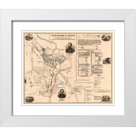 Stone River White Modern Wood Framed Art Print with Double Matting by Unknown