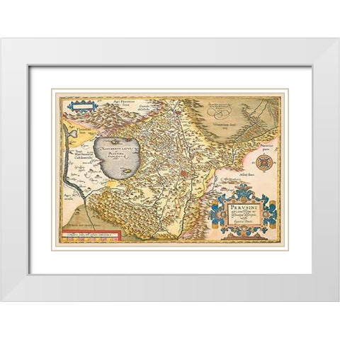 Map of Italy Near Florence White Modern Wood Framed Art Print with Double Matting by Ortelius, A.