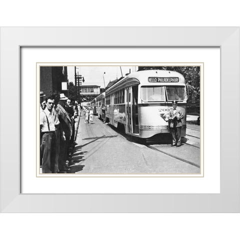 Hello, Philadelphia! White Modern Wood Framed Art Print with Double Matting by Unknown
