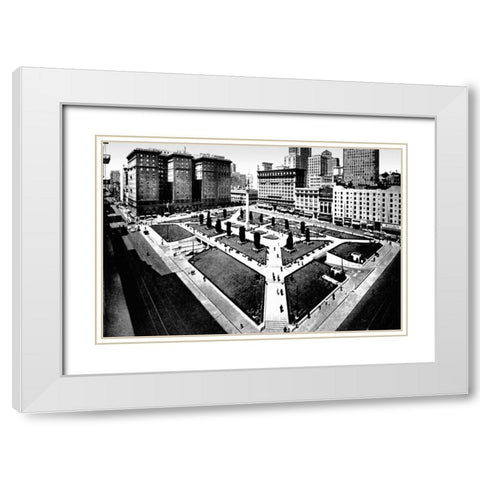 Union Square, San Francisco, CA White Modern Wood Framed Art Print with Double Matting by Vintage San Francisco