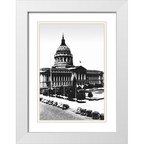 City Hall, San Francisco, CA White Modern Wood Framed Art Print with Double Matting by Vintage San Francisco