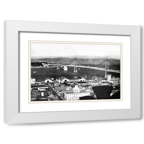 Oakland Bay Bridge, San Francisco, CA #2 White Modern Wood Framed Art Print with Double Matting by Vintage San Francisco