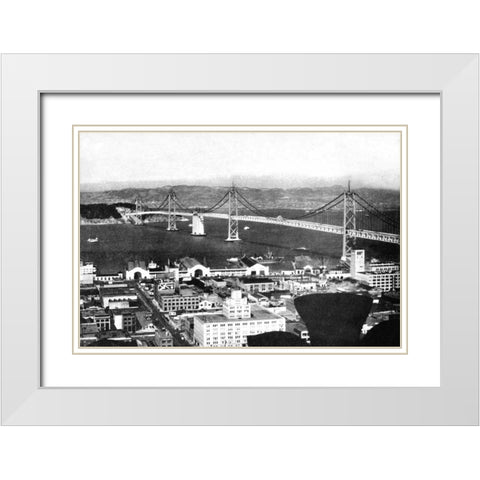 Oakland Bay Bridge, San Francisco, CA #2 White Modern Wood Framed Art Print with Double Matting by Vintage San Francisco