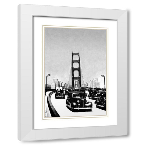 The Golden Gate Bridge, San Francisco, CA White Modern Wood Framed Art Print with Double Matting by Vintage San Francisco
