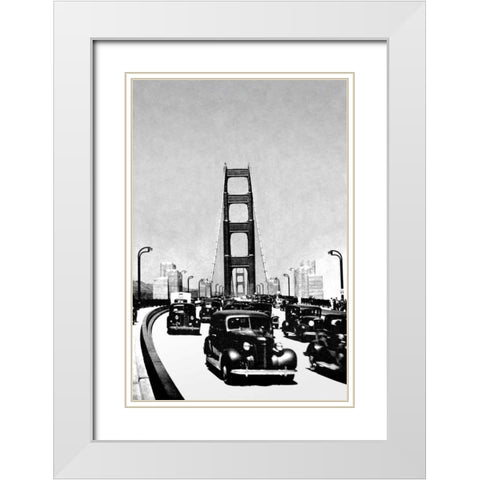 The Golden Gate Bridge, San Francisco, CA White Modern Wood Framed Art Print with Double Matting by Vintage San Francisco