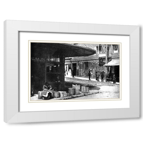 Old Chinatown, San Francisco, CA White Modern Wood Framed Art Print with Double Matting by Vintage San Francisco