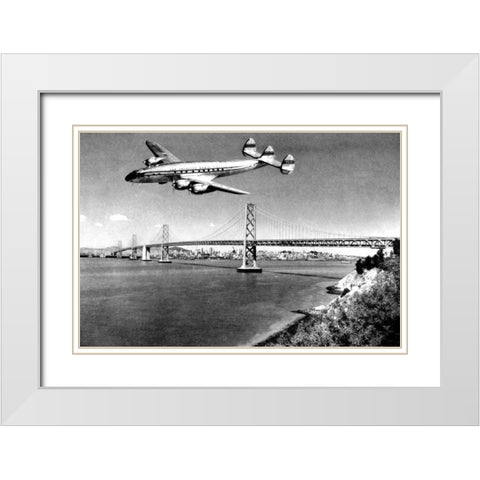 Leaving San Francisco White Modern Wood Framed Art Print with Double Matting by Vintage San Francisco